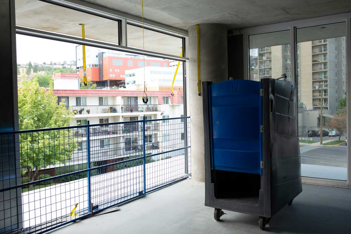 Construction of a multi-level building in action.