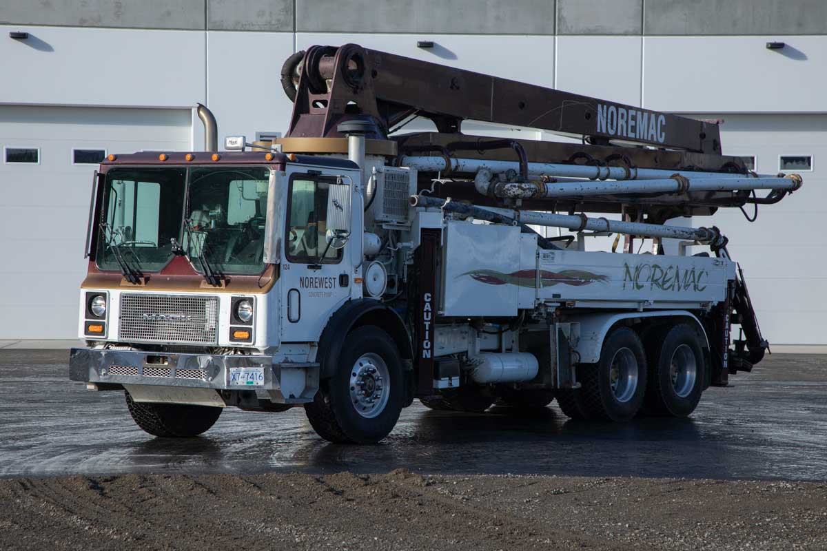 Close up of a Noremac boom pump.